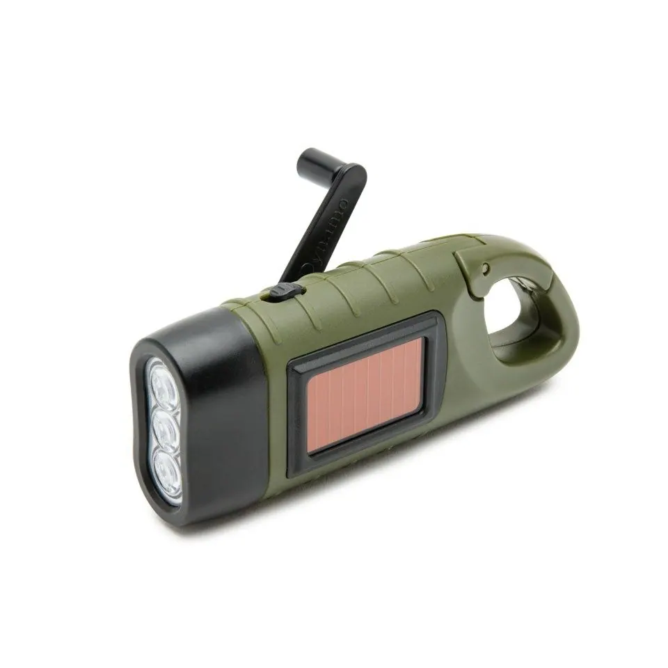 Dynamo- und solarbetriebene Taschenlampe